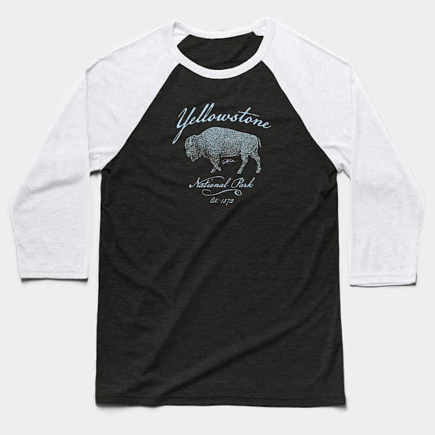 Yellowstone National Park Walking Bison Baseball T-Shirt by jcombs